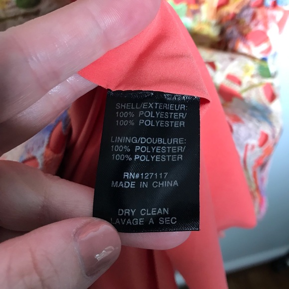 Badgley Mischka Floral Lace Sleeveless Popover Dress In Coral Multicolor Size 6 - Picture 6 of 8